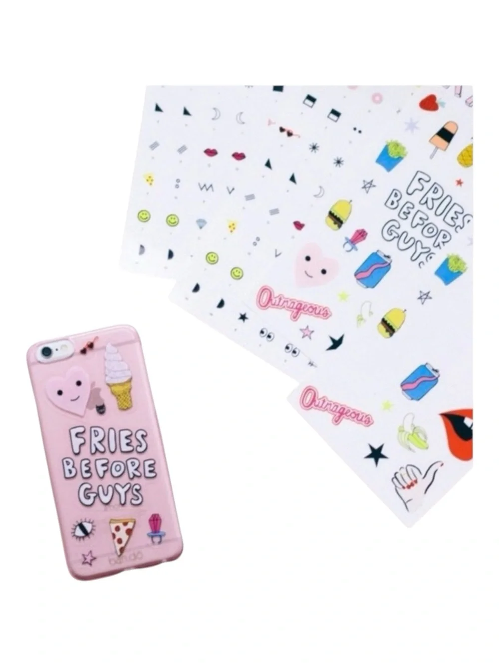 new Bando  Fries Before Guys  iPhone 6 7 Case  Clear Pink Lips Stickers 